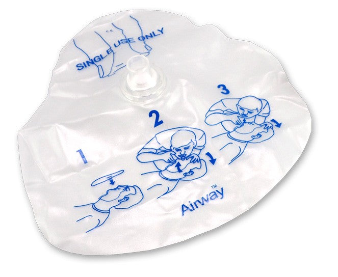 Airway® CPR shield with one-way mouth piece valve and filter