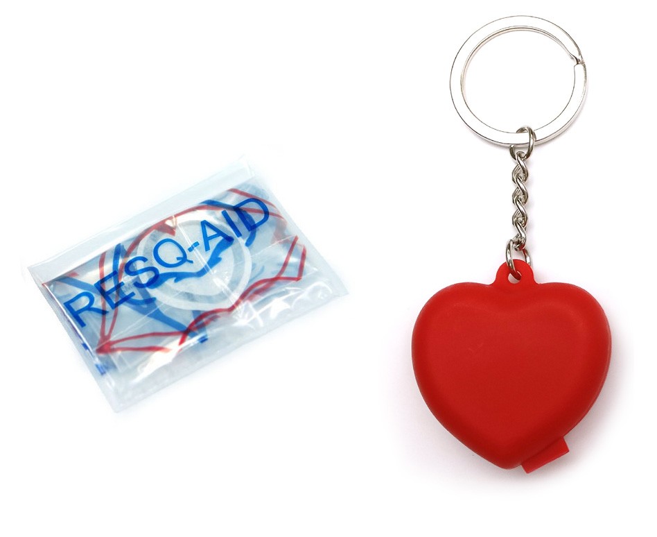 Resq-Aid® CPR shield with one-way check valve, filter and heart keychain