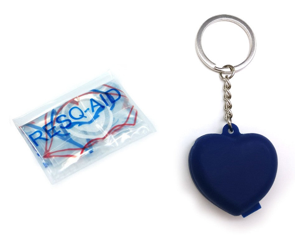 Resq-Aid® CPR shield with one-way check valve, filter and heart keychain