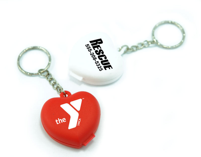 Resq-Aid® CPR Shield Kit with One-Way Valve, Filter, and Heart-Shaped Keychain Case with Custom Print