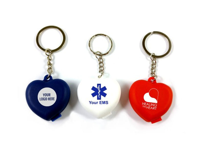 Resq-Aid® CPR shield with one-way check valve, filter, heart keychain + print